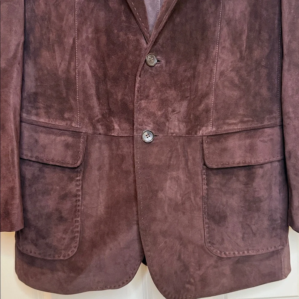 Gucci brown 100% soft leather 2 button lapel collar jacket blazer coat sz Lg